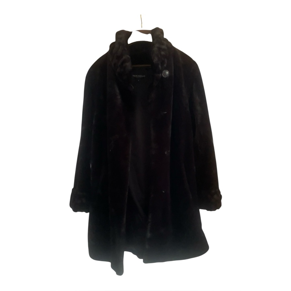 Fen-Nelli Elegant black faux fur winter coat women's size 8 super nice - Picture 3 of 13